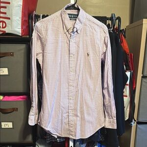 Polo Ralph Lauren Classic Fit Gingham Oxford Long Sleeve Woven Shirt 14.5 32/33